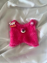 Labubu Berry Bear Outfit Set - Pink Fluffy Onesie & Strawberry Hood (17cm)