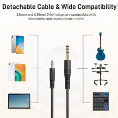 Maono Studio Closed Back Dynamic Headphones with 3.5mm & 6.35mm Jack Plug