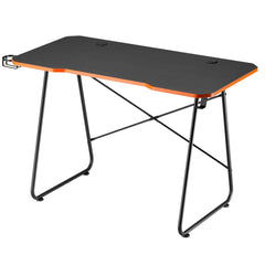 Maplin Gaming Desk with Headphone Hook & Cup Holder - Matte Black & Orange
