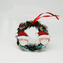 Christmas tree wooden snowman hanging piece