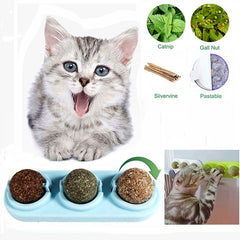 3pcs Lot Self-adhesive Rotated Catnip Lick Ball