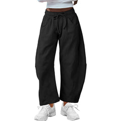 Fashion Loose Sports Drawstring Pocket Cropped Sweatpants