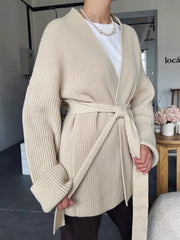 Cashmere Belt Knitted Cardigan Jacket