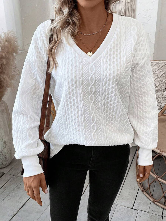 Casual Pure Color Warm Keeping Loose Long Sleeve T-shirt