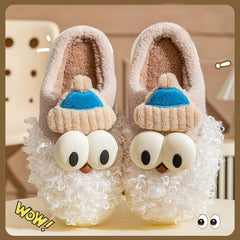 Cartoon Bearded Santa Claus Slippers Home Warm Non-slip Plush Cotton Shoes Christmas Couple Floor Bedroom Slipper Women Men