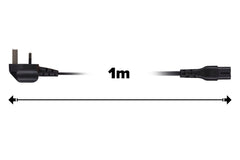 Maplin Power Lead IEC C7 Fig 8 2 Pin Plug to UK 3 Pin Mains Plug - 1m, 3 Amp Fuse