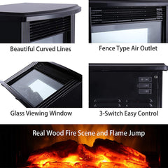 European Style Electric Fireplace Heater LED Flame Effect Stove With Remote Control