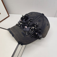 Fashion Colorful Sequin Rhinestones Sun Protection Light Luxury Peaked Cap