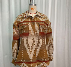 Retro Style Jacket Thick Retro Aztec Printed Woolen Coat