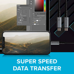 Maplin USB-C to USB-C V5.0 8K 240W PD Braided Cable - Black, 1m