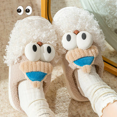 Cartoon Bearded Santa Claus Slippers Home Warm Non-slip Plush Cotton Shoes Christmas Couple Floor Bedroom Slipper Women Men