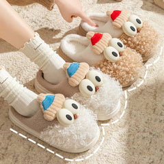 Cartoon Bearded Santa Claus Slippers Home Warm Non-slip Plush Cotton Shoes Christmas Couple Floor Bedroom Slipper Women Men