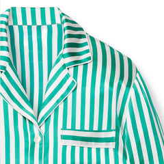 19 M Silk Shirt Dress Classic Long Sleeve Striped Spring And Summer Home Wear