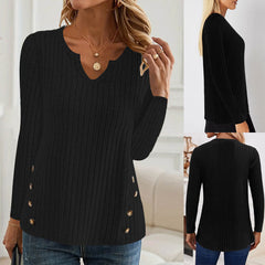 Simple Solid Color Casual Knitted Button Sweater