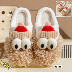 Cartoon Bearded Santa Claus Slippers Home Warm Non-slip Plush Cotton Shoes Christmas Couple Floor Bedroom Slipper Women Men