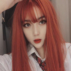 Air bangs long straight hair synthetic headgear