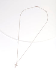 Sterling Silver Cubic Zirconia Pavé Cross Necklace