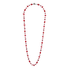 Red Glass Bead Station Necklace
