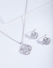 Diamond Simulant Twist Flower Jewellery Set