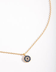 Gold Plated Sterling Silver Evil Eye Disc Necklace