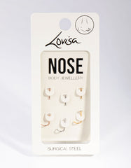 Mixed Metals Diamante Nose Stud 6-Pack