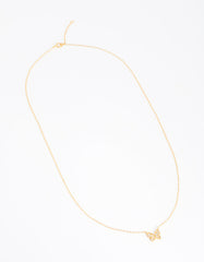 Gold Plated Sterling Silver Pave Butterfly Necklace