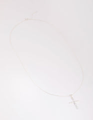 Sterling Silver Cubic Zirconia Cross Necklace