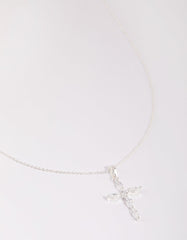 Sterling Silver Cubic Zirconia Cross Necklace
