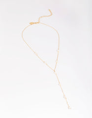Gold Plated Freshwater Pearl Lariat Necklace