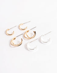 Mixed Metal Cross Over Hoop Earring Pack