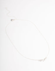 Silver Diamante Curve Bar Necklace