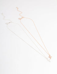 Mixed Metal Classic Diamante Cross Necklace Pack