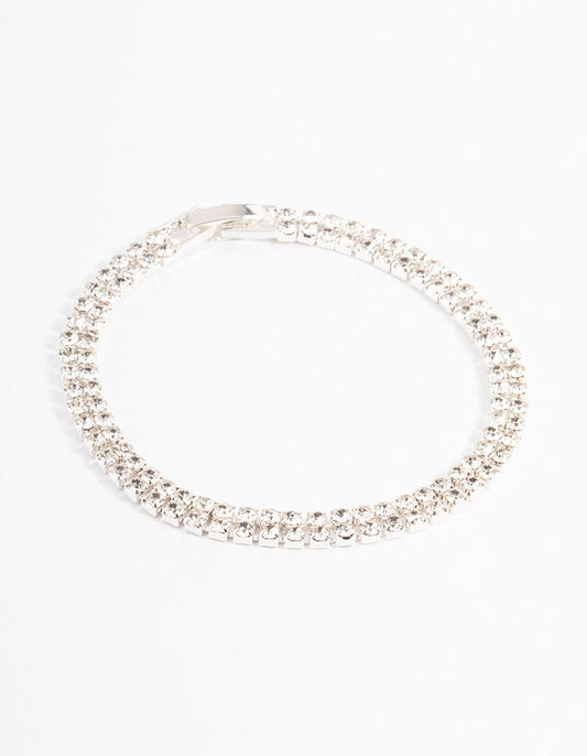 Silver Classic Cup Chain Tennis Bracelet