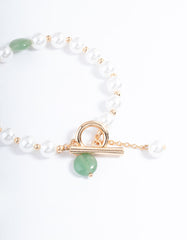 Gold Pearl & Bead T&O Bracelet