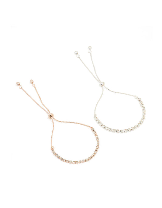 Mixed Metal Classic Cup Chain Tennis Bracelet Pack