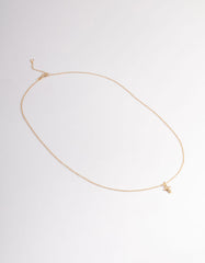 Gold Plated Sterling Silver Cubic Zirconia Small Cross Necklace