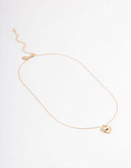 Gold Puffy Heart Necklace