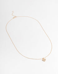 Gold Plated Sterling Silver Pave Cubic Zirconia Heart Necklace