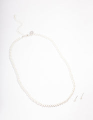 Silver Basic Pearl Strand Jewellery Set