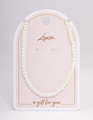 Silver Basic Pearl Strand Jewellery Set