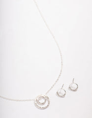 Silver Double Open Circle Jewellery Set