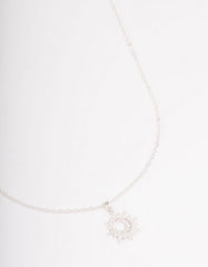 Silver Dainty Sunray Short Necklace