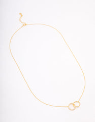 Gold Plated Sterling Silver Paved Link Hoop Necklace