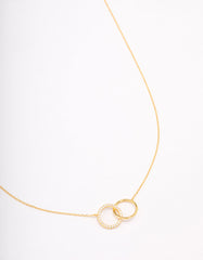 Gold Plated Sterling Silver Paved Link Hoop Necklace