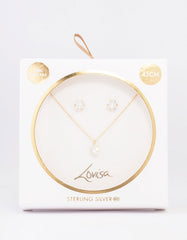 Gold Plated Sterling Silver Cubic Zirconia Solitaire Jewellery Set