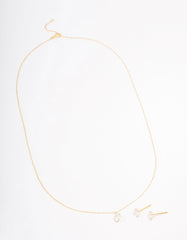 Gold Plated Sterling Silver Cubic Zirconia Solitaire Jewellery Set