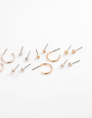 Mixed Metal Sandblast Stud & Hoop Earring 12-Pack