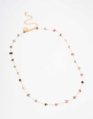 Gold Plated Semi Precious Station Necklace