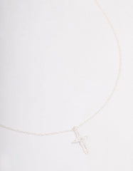 Sterling Silver Cubic Zirconia Marquise Cross Necklace