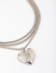 Silver Chain Set Heart Pendant Necklace